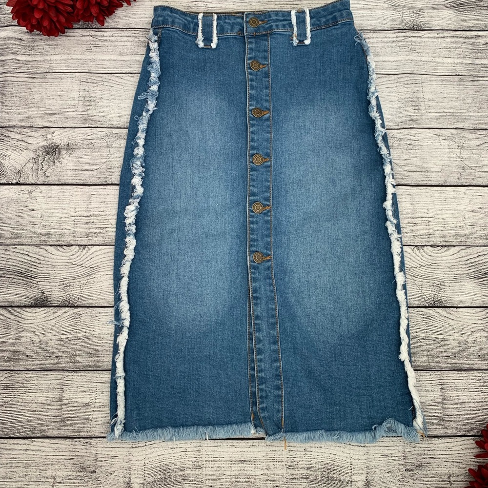 Little girls long jean skirt